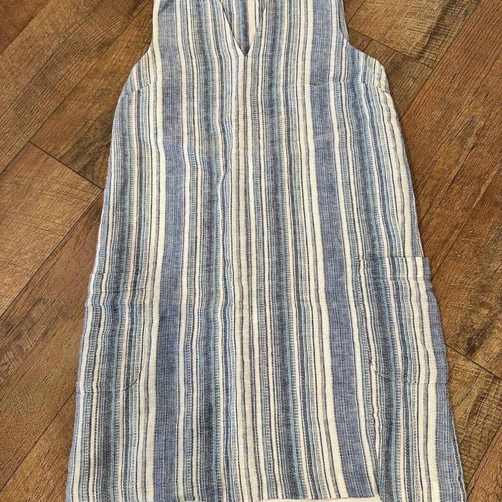 Daniel Cremieux linen Blue and White Striped Mini Dress